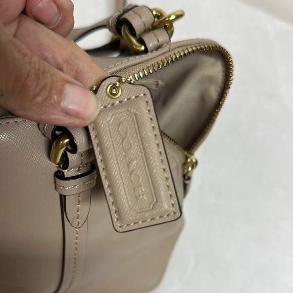 COACH Peyton Sand Beige Taupe Leather Cora Dome Satchel Handbag Purse - Picture 15 of 16